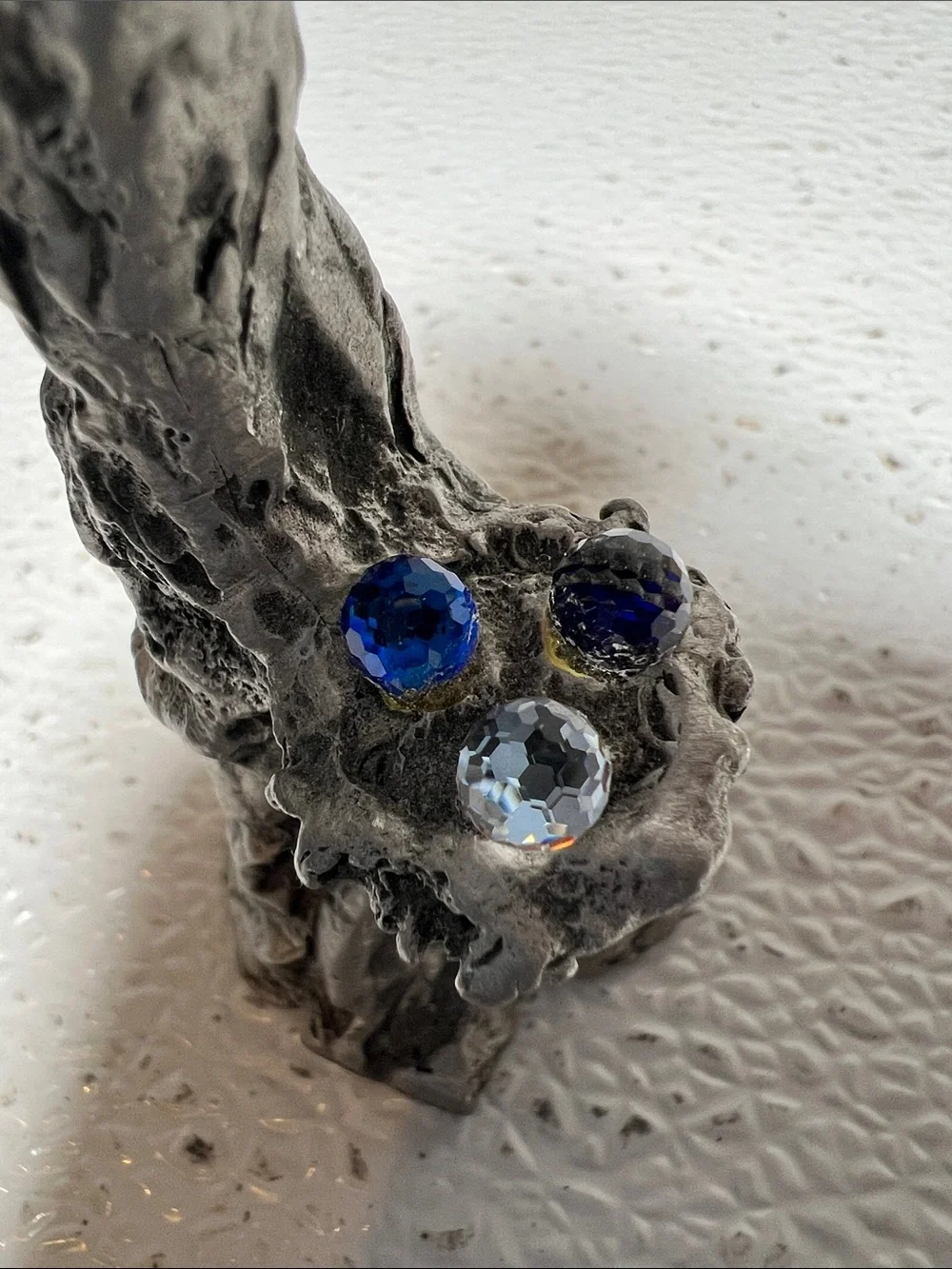 Handcrafted Pewter Grifftin Sculpture with 4 Iridescent Crystal Accent Rare